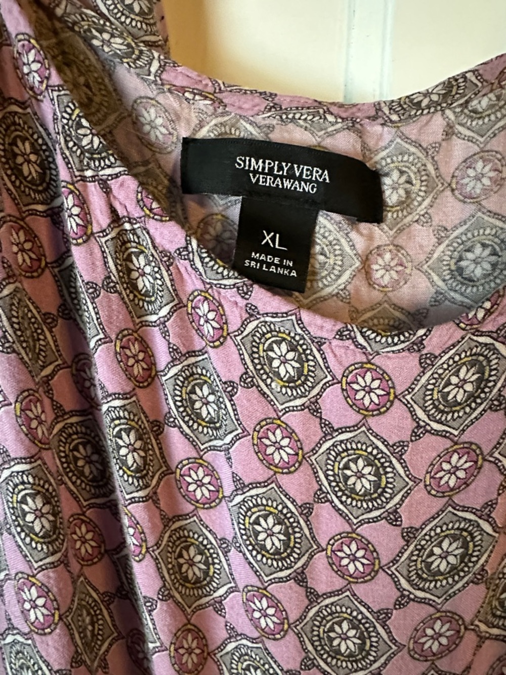 Simply Vera Vera Wang Pink and Black Printed Pajama Set - Picture 2 of 2